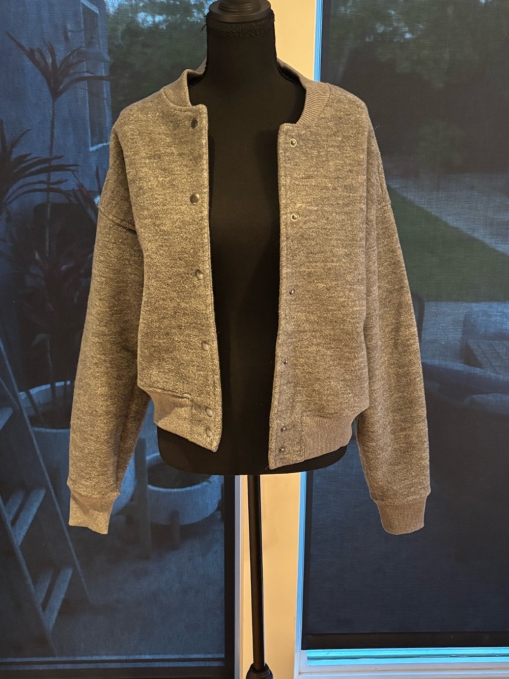 Madewell Gray Women’s Snap-Front Bomber Jacket